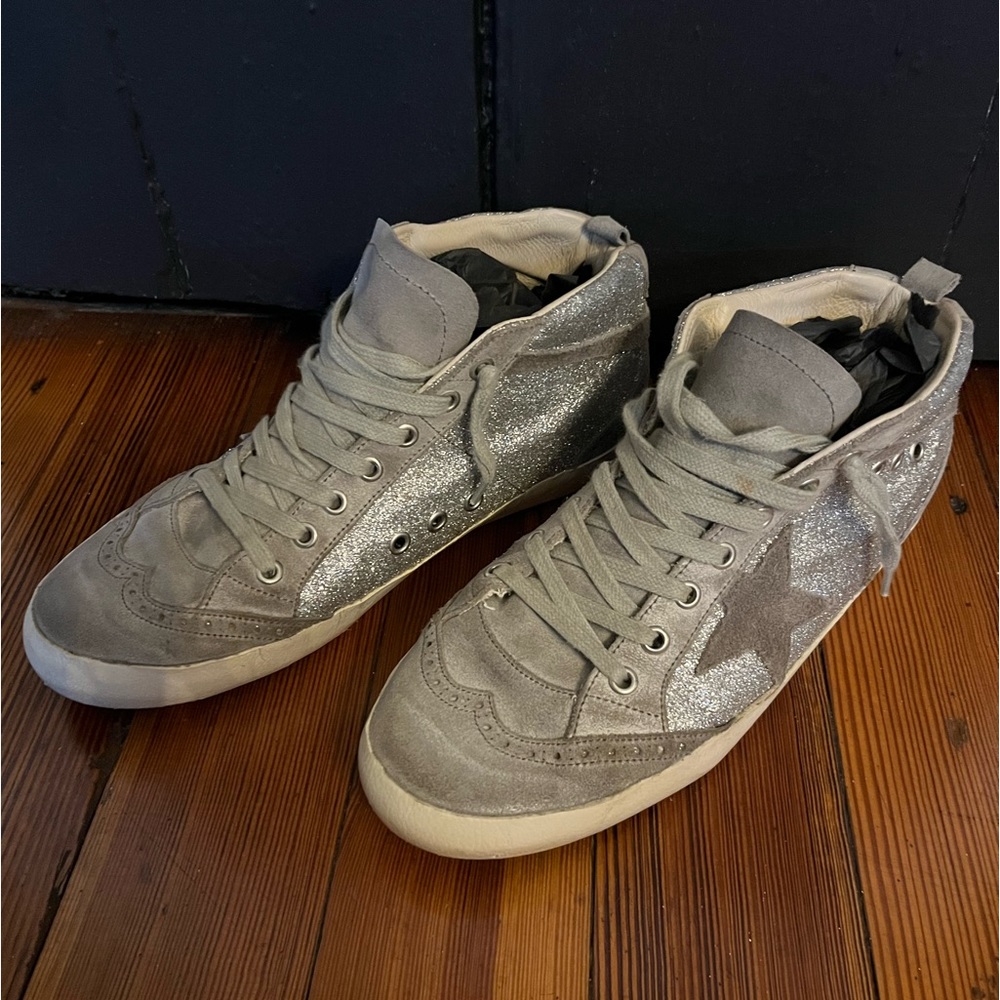 Golden Goose, size 41, silver glitter